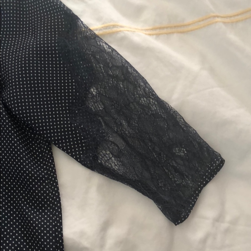 Ann Taylor small polka dot blouse- lace sleeves